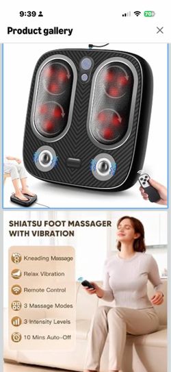 Foot Massager with Vibration for Plantar Fasciitis & Neuropathy Shiatsu-Kneading, 3 Modes, 3 Levels, Plug-in Use, Toe-Touch Control,Ideal Gifts for Mo