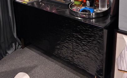 CB2 black marble top console