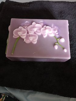 Purple Pink Flower Art  Candle