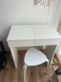White IKEA Compact Desk and Vanity