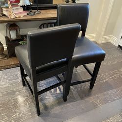 Black Faux Leather Bar Stools 