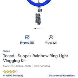 Tocad - Sunpak Rainbow Ring Light Vlogging Kit