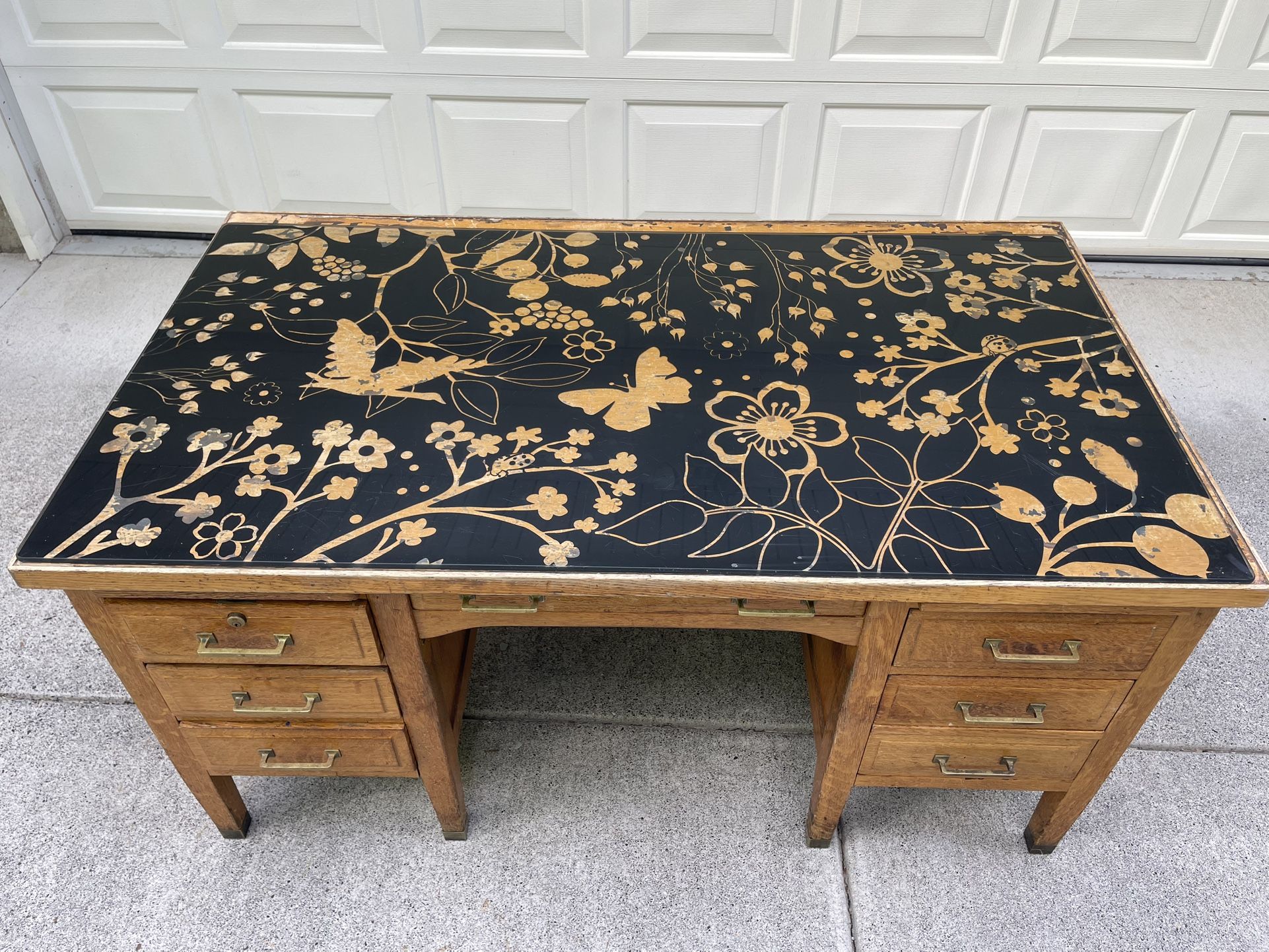 Vintage Government Executive Oak Desk