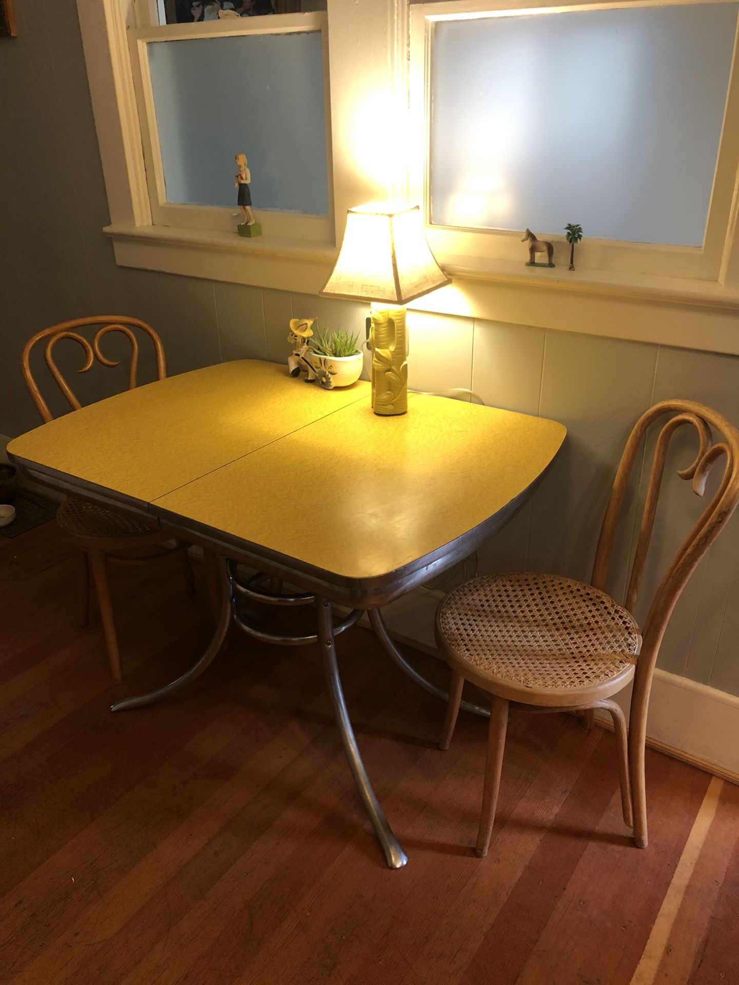 Vintage yellow diner table 1950s-1960s