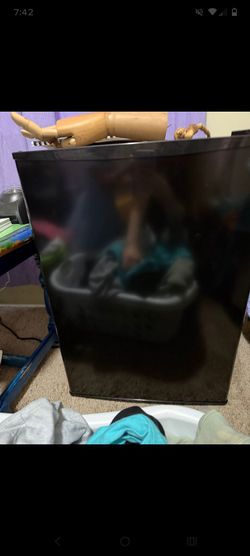 Black mini fridge