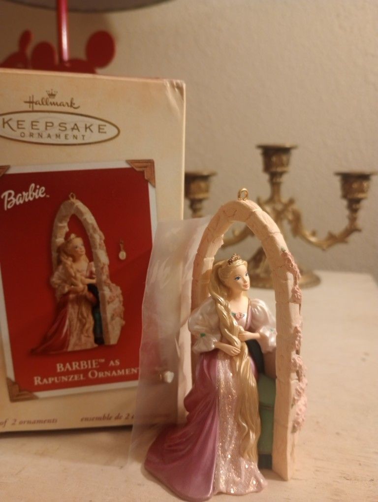 New Hallmark Keepsake BARBIE As Rapunzel Ornament With A Hair Brush