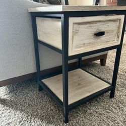 Wood End Table With Drawer