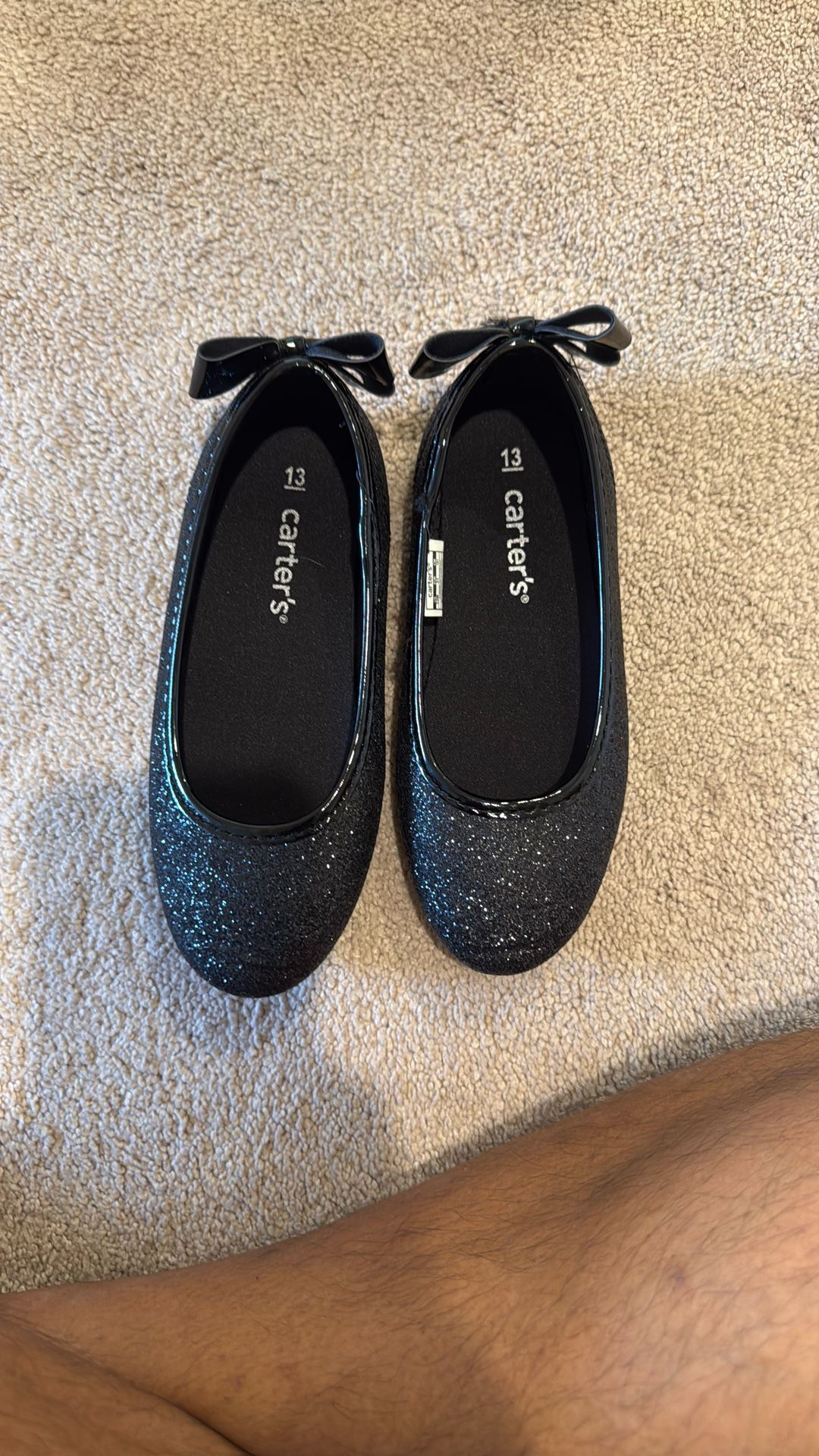 Carter’s Size 13 Girl’s Black Sparkly Flats Shoes