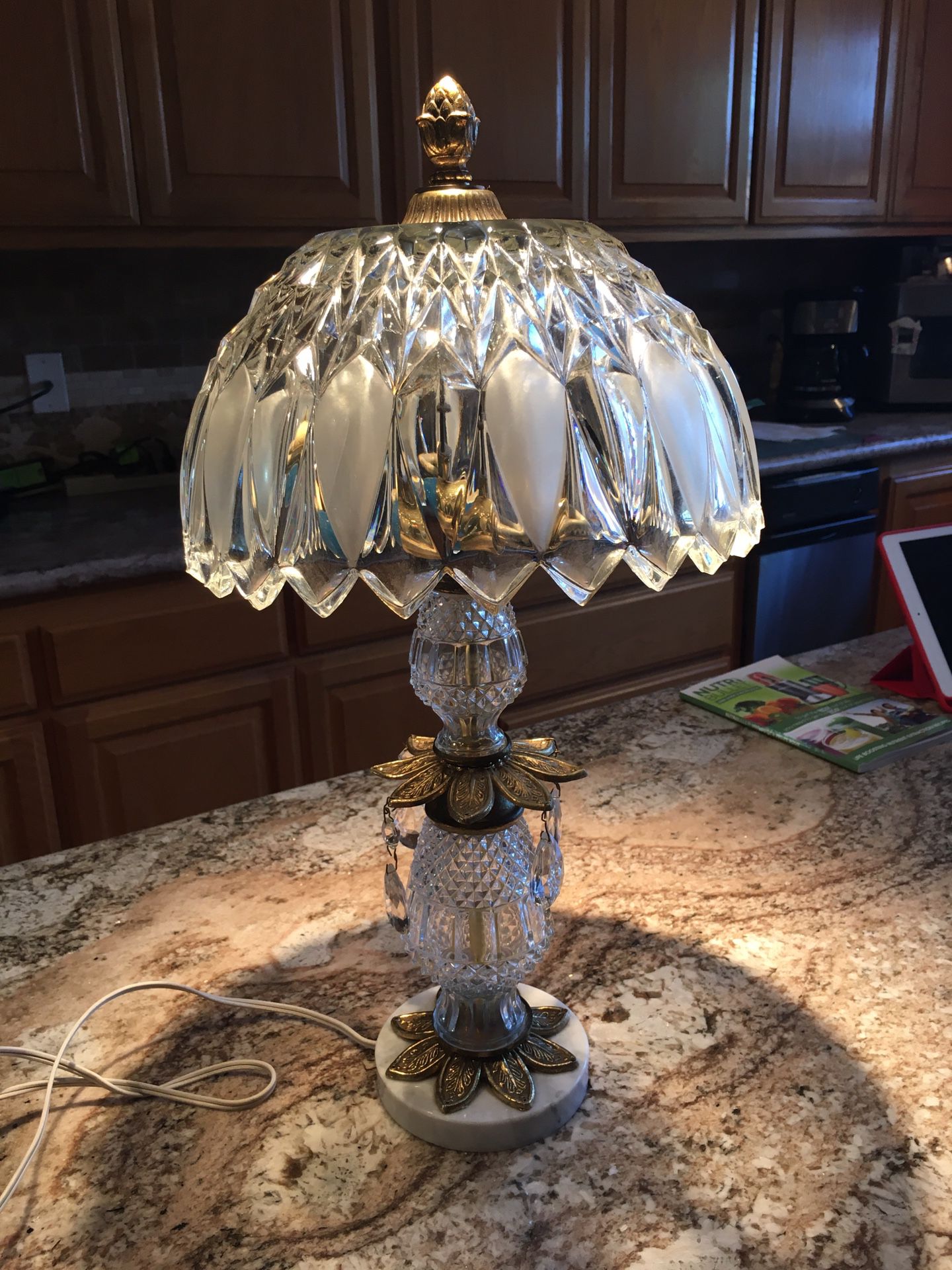 Crystal and Brass Antique Lamp. Very Cute