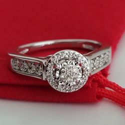 ❤️  Size 6.75 Genuine Diamonds, Sterling Silver Ring, Bello Anillo Plata Esterlina y Diamantes