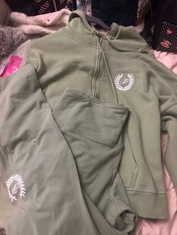 Sage Green Pullover Hoodie with Laurel Wreath Logo