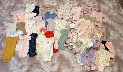 95 Piece Carter’s Newborn Baby Girl Clothes Lot – NB