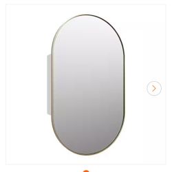 Nia 22 in. W x 38 in. H x 5 in. D Satin Brass Recessed Medicine Cabinet with Mirror