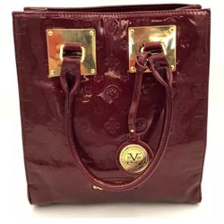 Versace 19.69 Burgundy Signature Embossed Tote Gold Tone  Hardware Abbigliamento Sportivo SRL