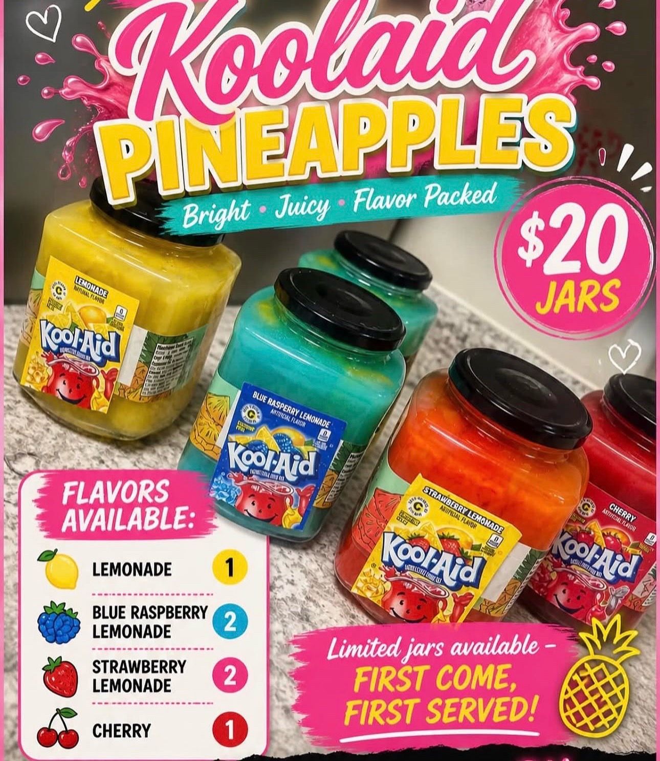 Pineapple koolaid jars