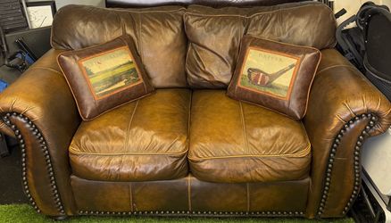 Brown Leather Love Seat