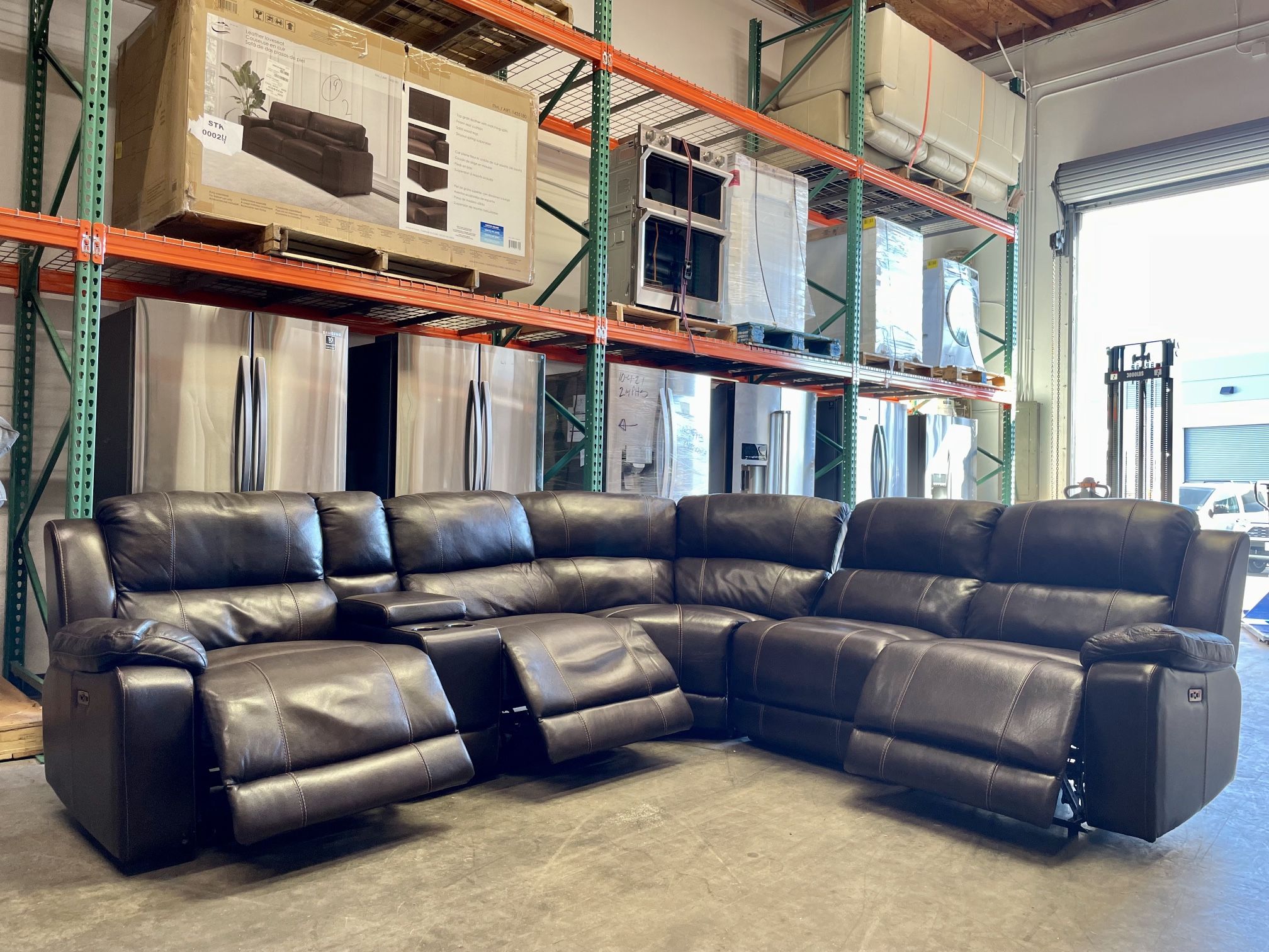 Dunhill 3 piece Leather Power Reclining Sectional Brown for Sale