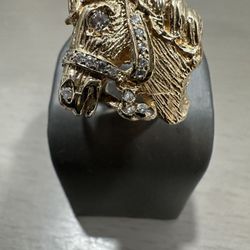 Horse Ring With Diamonds Custom  14k 