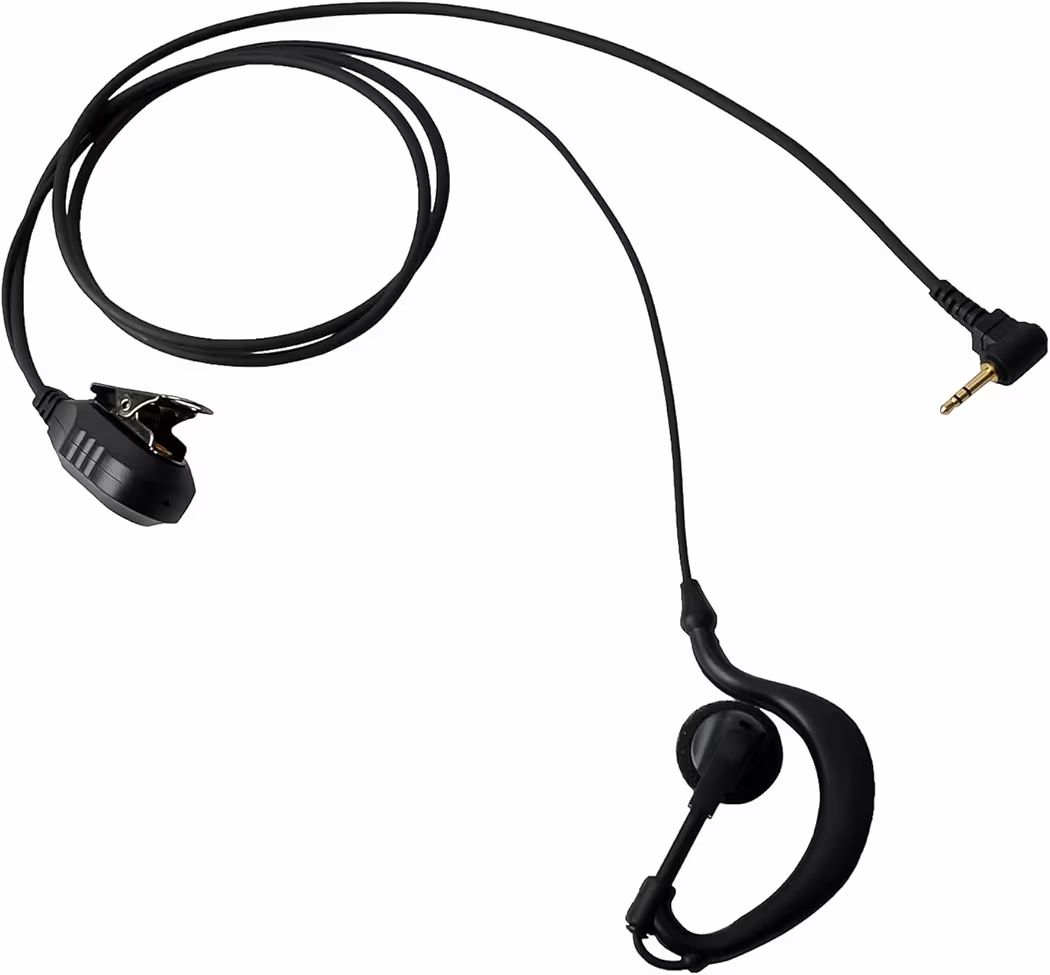 HYS Walkie Talkie Earpiece w/ Mic PTT, G-Shape 2 Way Radio Headset Black 10 Pack