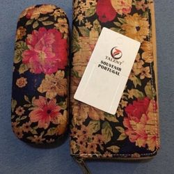 Matching Floral Zip Wallet and Eyewear Case Set