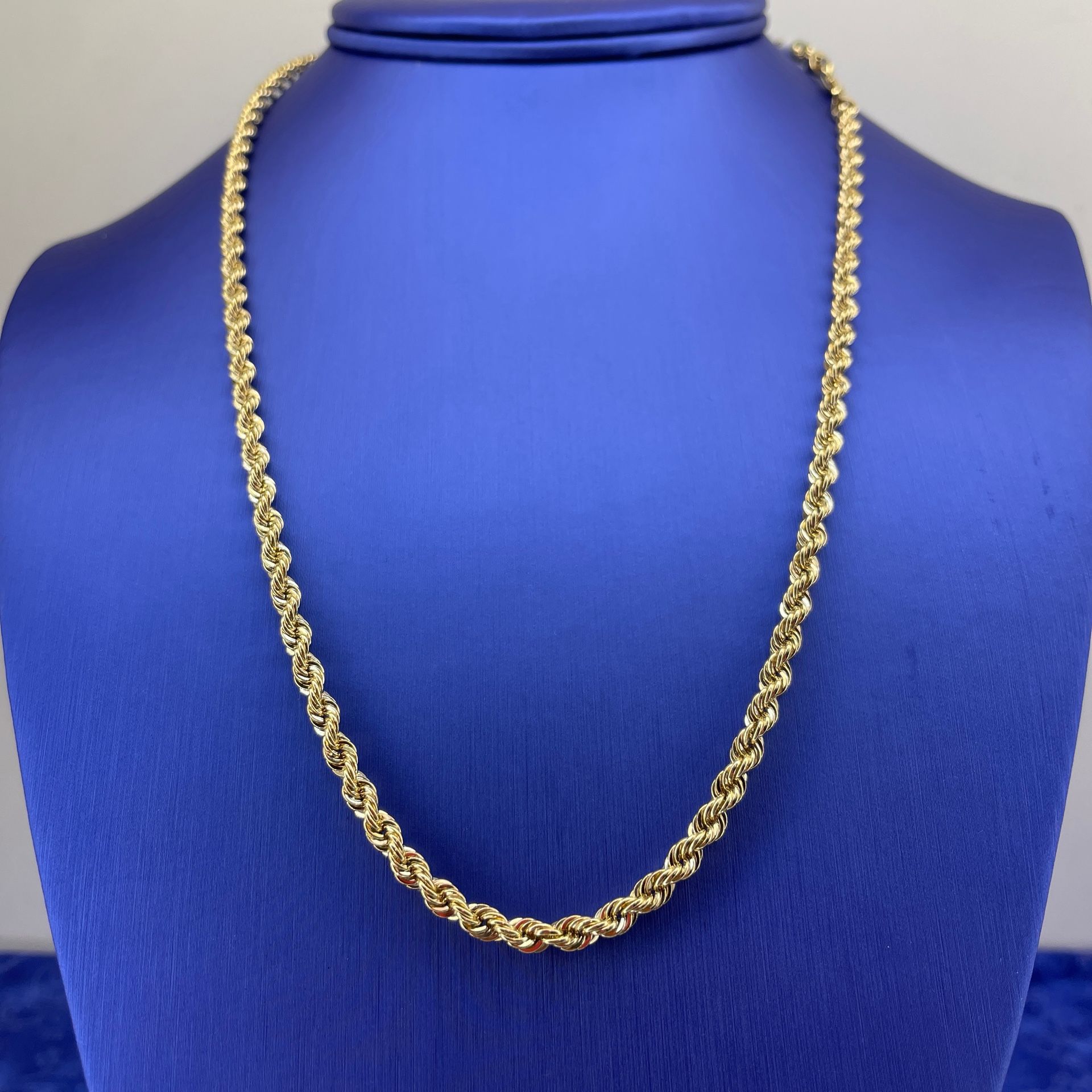10Kt Yellow Gold 20” Hollow Quint Rope Necklace 6.80g 3.8mm 207928/2