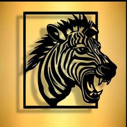 Room Decor 1pc Vintage Angry Zebra Wall Art, Abstract Animal Iron Wall Decor, Elegant Design, Removable, Reusable, with Ideal for Housewarming, Festiv