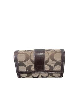 Coach Brown Signature Canvas & Leather Trim Wallet