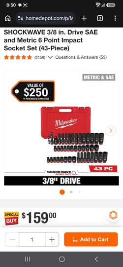 Milwaukee Shockwave deep sockets 3/8