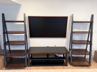 Modern Ladder Bookshelves + TV Console Set – Like New