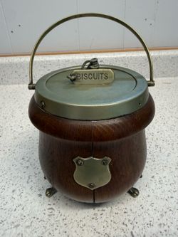 Vintage Oak barrel Biscuit Jar