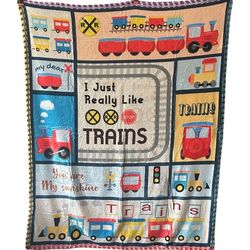 Train Fleece Throw Blanket 50x60 Kids I Just Really Like Trains