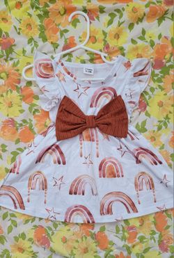 Girls Beige Rainbow Dress