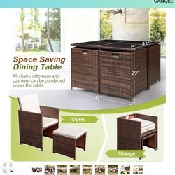 Nine piece compact patio set 