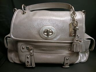 Coach Sydney LE Metallic Silver Turnlock Tote