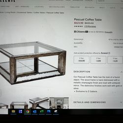 Mirrored Z Gallerie Coffee Table