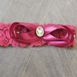 Burgundy Lace Prom Wedding Garter 
