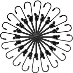 2'' Mini Short Bungee Cords with 6mm Diameter & 2.5X Stretch, Black Small Bungee Straps with Excellent UV Protection & Upgraded Steel Hooks for Small 