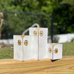 Custom Wood Owls - Set of Three