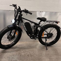 New! Dual Motor Electric Bike, 2000 W, Cruiser E-bike, 35mph, Full Suspension, Black Or Same, Free Delivery 🚚 + Lock 🔐 