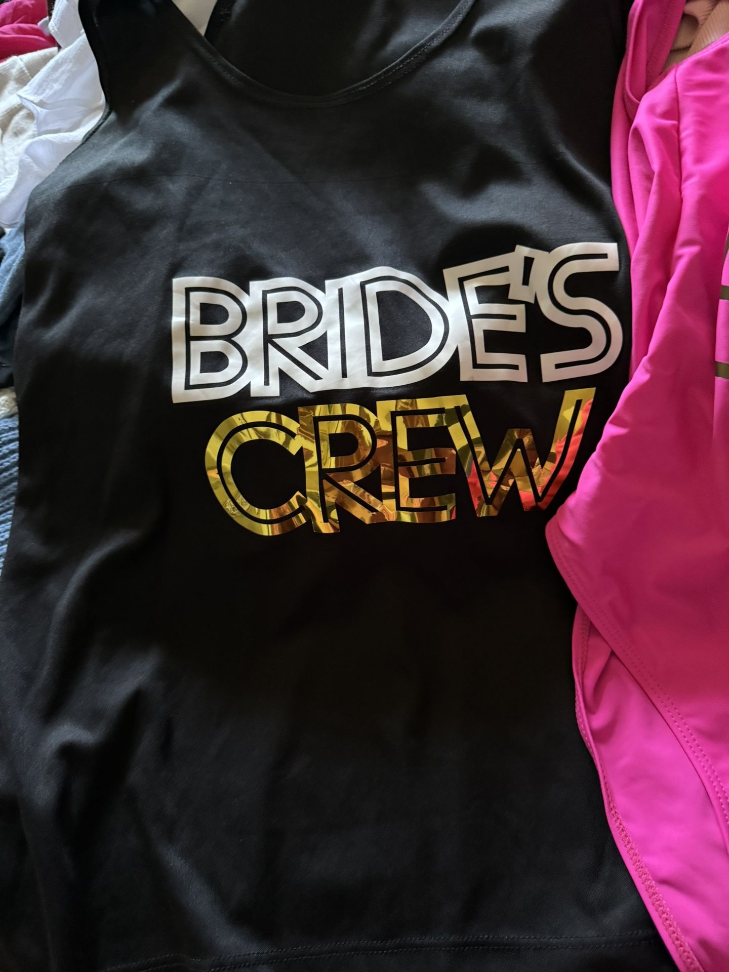Team bride Neon pink / Bride Crew Black With Gold
