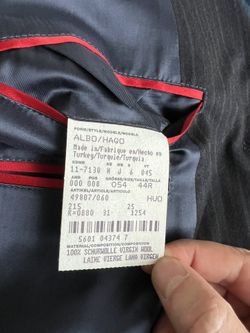 44R HUGO BOSS Albo Hago Suit Jacket - Men 44R Pinstripe Suit Jacket Red Label