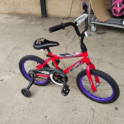 16 Inch Huffy Rocket Ready To Ride Bike With Training Wheels