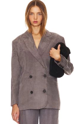 New AllSaints Elle Gray Double Breasted Oversized Boxy Blazer Sz US 6 $445