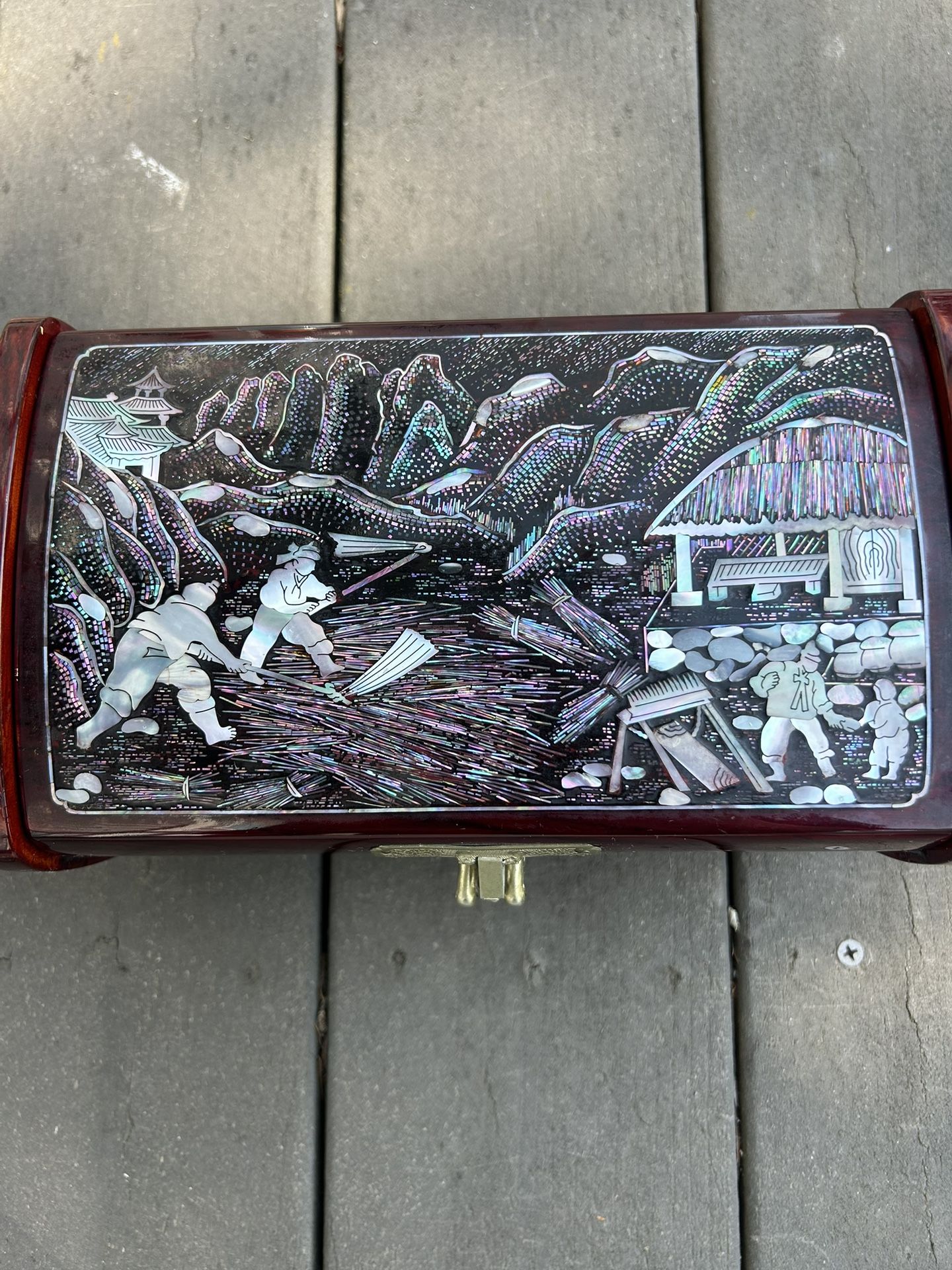 Vintage Korean Mother Of Pearl Jewelry Box