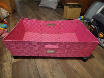 Pink Rolling Toy Box