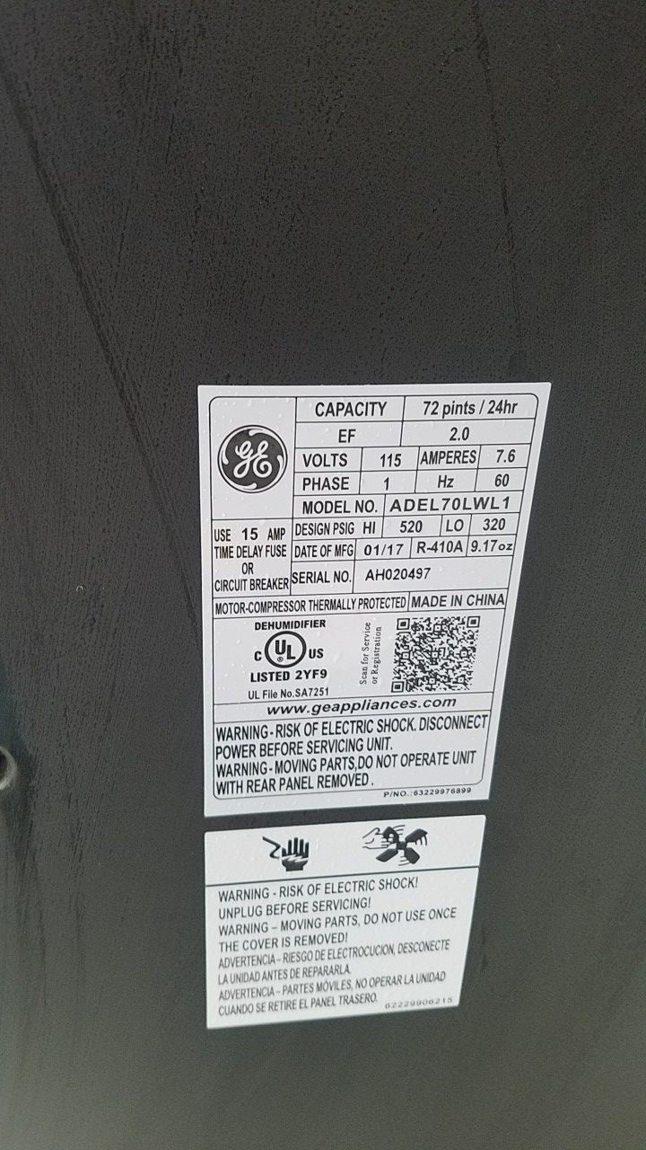 Dehumidifier ge adel70lw