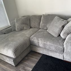 Grey Corduroy Chaise Sectional 