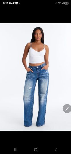 Low-Rise Wide Leg Distressed Jeans SIZE 9