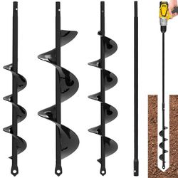 new Auger Drill Bit for Planting 3 Pack - with Extension - Garden Tools Spiral Hole Drill Planter for Bulb Planting, Fence Post, Umbrella Holes - 3/8'