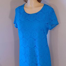 Laundry Shift Lace Dress in Turquoise Blue